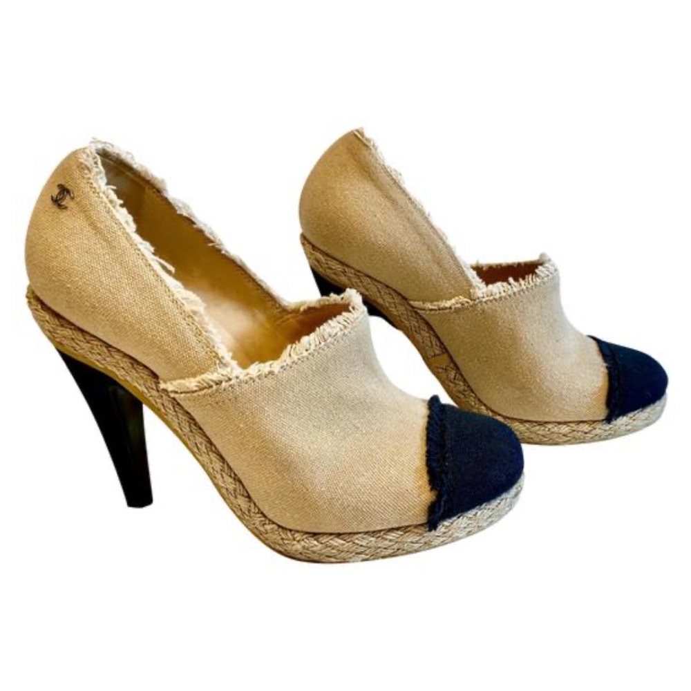 CHANEL Canvas Cap Toe Espadrille Booties (39.5) - Picture 3 of 15